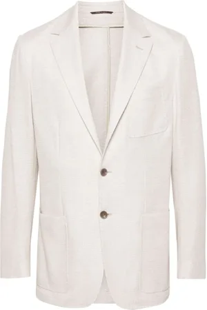 CANALI Blazers, male, , 2XL, Cotton Linen Jacket Two Buttons