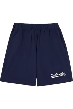 Sporty & Rich Navy Sporty Logo Print Shorts
