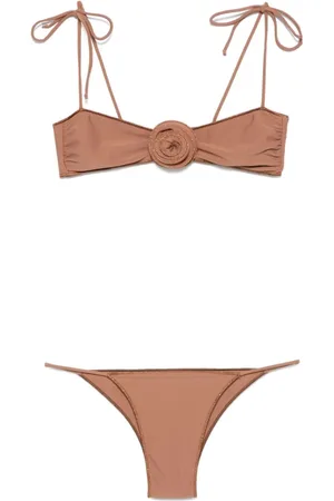 LA REVECHE Bikinis, female, , M, Sea Clothing with Floral Appliqué