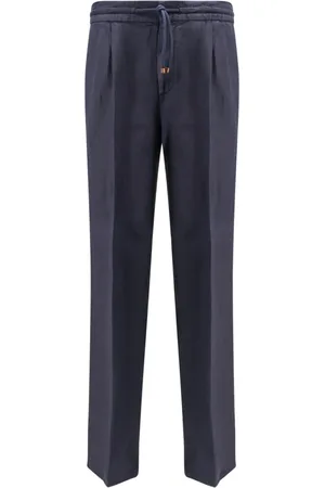 Brunello Cucinelli Straight Trousers, male, , XL, Linen Trousers Elastic Waist
