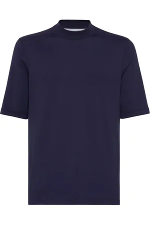 Brunello Cucinelli T-Shirts, male, , 2XL, Navy Cotton Jersey Jumper