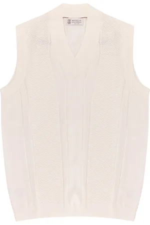 Brunello Cucinelli Cotton V-Neck Sleeveless Top