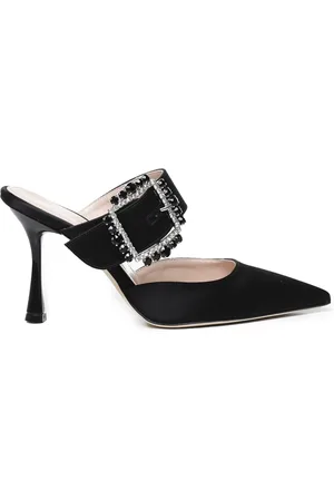 Giuliano Galiano Heeled Mules, female, , 7 UK, Satin Pointed Sandals with Decorated Buckle