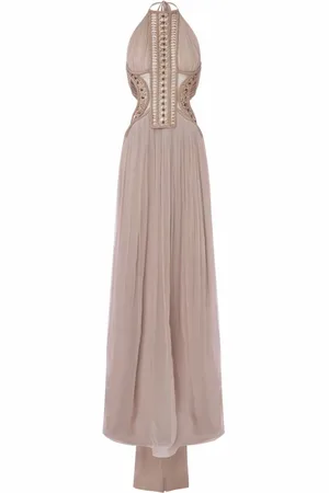Alberta Ferretti Tulle Embroidered Dress with Bow