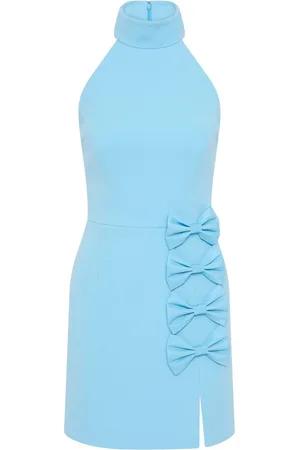 Rebecca Vallance Short Dresses, female, , S, Sky Halterneck Dress with Side Slit