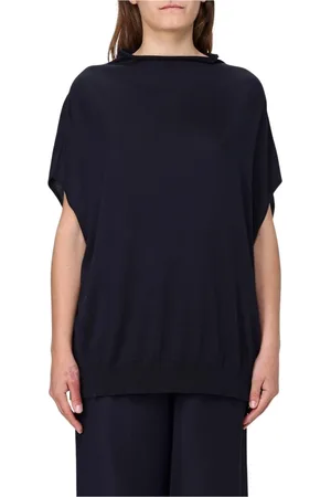 Fabiana Filippi Round-neck Knitwear, female, , S, Navy Ribbed Turtleneck Jumper