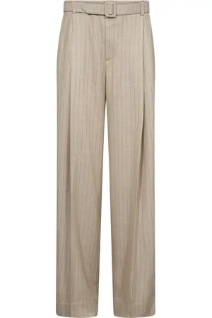 Mos Mosh Straight Trousers, female, , S, Pinstripe Boxy Trousers with Belt