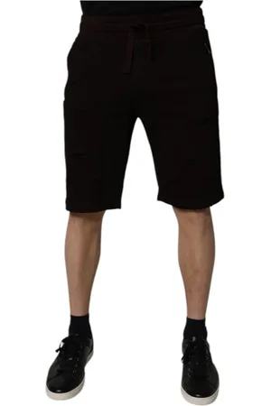 Dolce & Gabbana Casual Shorts, male, , S, Maroon Cotton Bermuda Sweatshorts with Logo