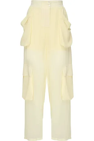 Pinko Straight Trousers, female, , S, Georgette Cargo Trousers Cream