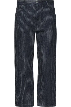 Fendi Straight Jeans, male, , W32, Jacquard Stitched Straight Denim Trousers