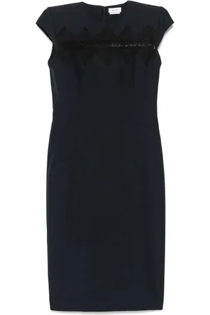 Alexander McQueen Navy Lace Panel Dress