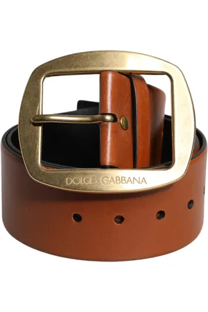 Dolce & Gabbana Gold Metal Buckle Leather Belt