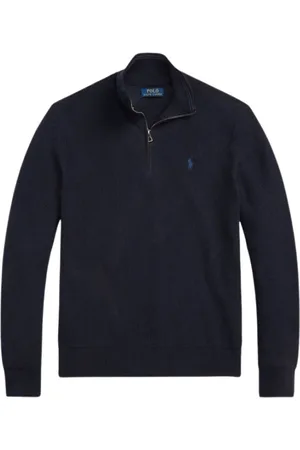Ralph Lauren Turtlenecks, male, , M, Ribbed Half-Zip Jumper - Navy