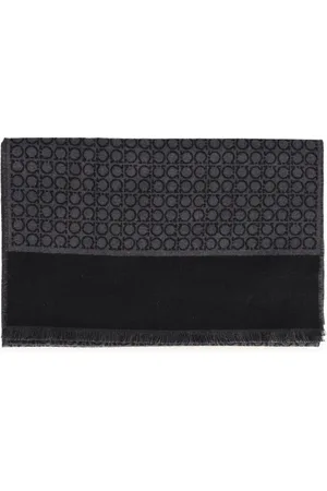 Salvatore Ferragamo Winter Scarves, male, , ONE SIZE, Gray Wool Gancini Motif Scarf