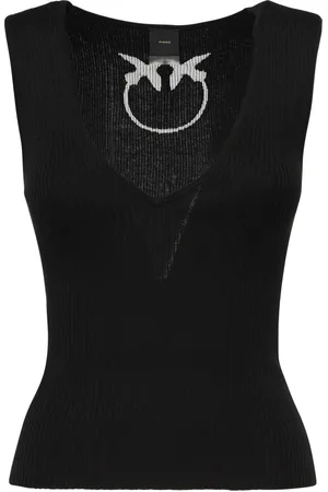 Pinko Sleeveless Tops, female, , S, Ribbed V-Neck Top