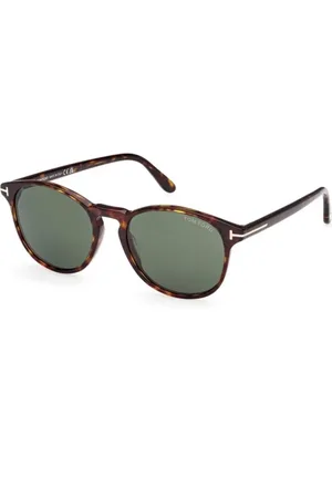 Tom Ford Sunglasses, unisex, , 53 MM, Green Lens Dark Havana Sunglasses