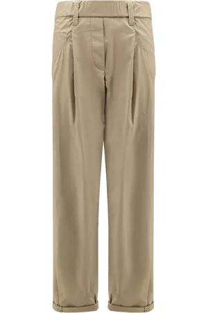 Brunello Cucinelli Chinos, female, , 2XS, Elastic Waist High Rise Cotton Trousers