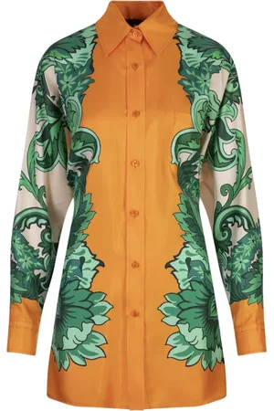 Etro Orange Foulard Print Shirt with Back Knot