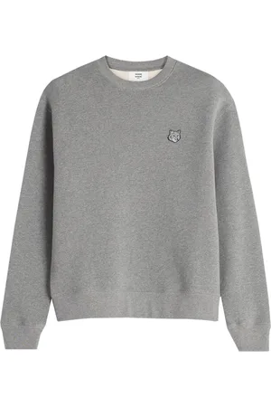Maison Kitsuné Iconic Grey Jumper with Ribbed Details