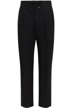 Brunello Cucinelli Straight Trousers, male, , L, Linen Elasticated Drawstring Trousers