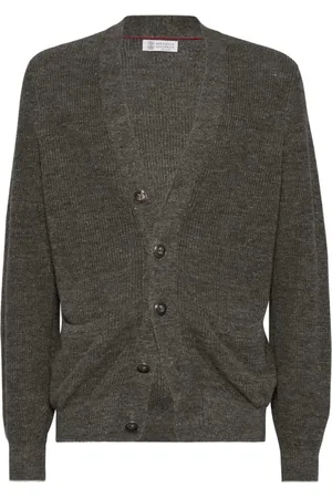 Brunello Cucinelli Charcoal Grey Button-Up Jumper