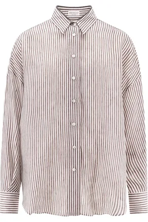 Brunello Cucinelli White Long Sleeve Button-Up Shirt