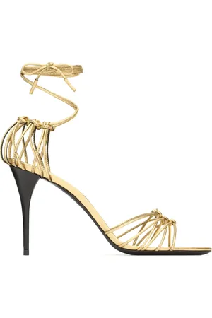 Saint Laurent High Heel Sandals, female, , 6 UK, Golden Sandals with Ankle Straps