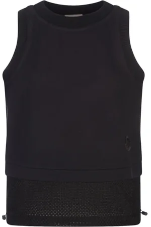 Moncler Sleeveless Tops, female, , XS, Cotton Ribbed Embroidered Top
