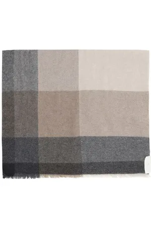 Brunello Cucinelli Check Pattern Wool Cashmere Scarf