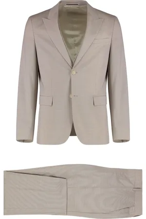 HUGO BOSS Single Breasted Suits, male, , S, Wool Three-Piece Suit with Lapel Collar