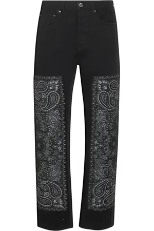 AMIRI Straight Jeans, male, , W36, Contrasting Jacquard Bandana Straight Leg Jeans