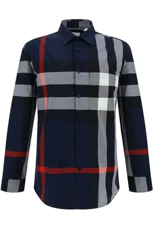 Burberry Checkered Cotton Shirt with Button Closure