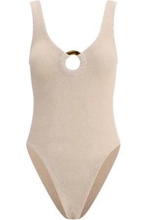 Hunza G One-piece, female, , ONE SIZE, Crinkle One-Piece Swimsuit with Cut-Out Neckline