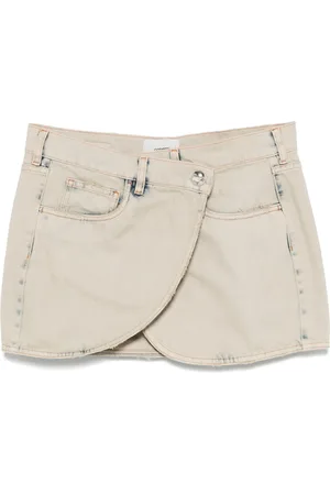 COPERNI Distressed Denim Mini Skirt Crossover Style