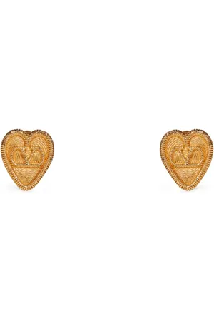 VALENTINO GARAVANI Earrings, female, , ONE SIZE, Heart-shaped VLogo Earrings in Gold