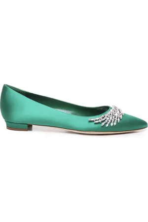 Manolo Blahnik Crystal Flat Shoes Pointed Design