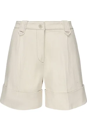 FAY Short Shorts, female, , W27, High Waist Cream Shorts with Wide Leg