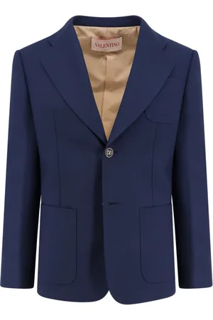 VALENTINO Blazers, male, , M, Wool Blazer with Logo Buttons