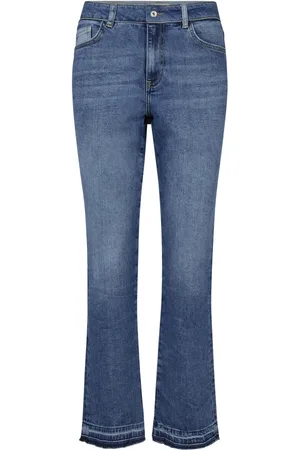 Mos Mosh Flared High-Waisted Jeans with Raw Edge