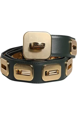 Dolce & Gabbana Belts, female, , 75 CM, Gold Tone Rotating Buckle Leather Belt