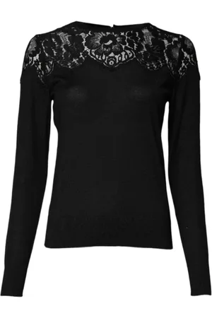 Dolce & Gabbana Floral Lace Cashmere Blend Blouse