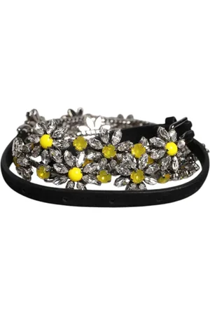 Dolce & Gabbana Belts, female, , 90 CM, Crystal Daisy Leather Waist Belt