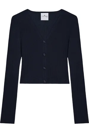 Courrèges V-Neck Jumper with Logo Appliqué