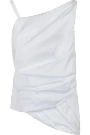 LIVIANA CONTI Sleeveless Tops, female, , M, Asymmetric Poplin Top with Draping