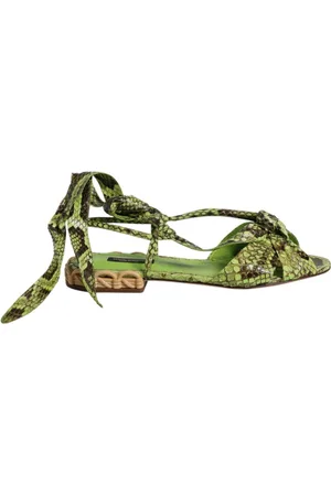 Dolce & Gabbana Flat Sandals, female, , 7 UK, Animal Print Ankle Wrap Sandals