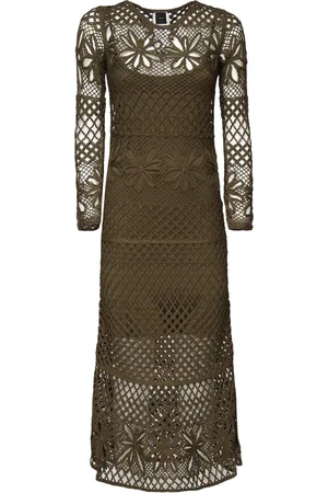 Pinko Crochet Net Yarn Dresses Olive