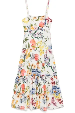 Farm Rio Midi Dresses, female, , L, White Beaded Square Neck Dress