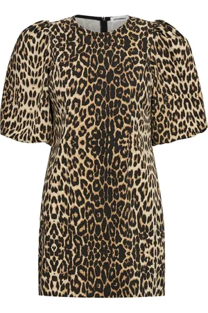 Co`Couture Leopard Print Puff Sleeve Dress