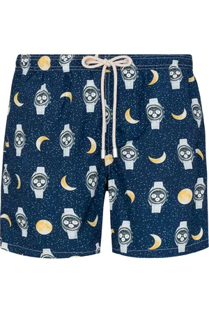 MC2 SAINT BARTH Beachwear, male, , L, Abstract Moon Clock Swim Shorts