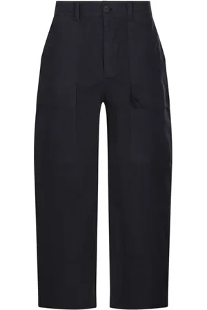 STUDIO NICHOLSON Straight Trousers, male, , L, Navy Patch Pocket Trousers